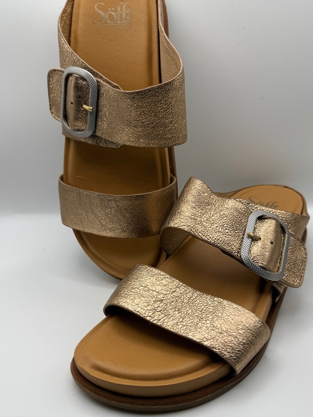 Sofft Metallic Rose Gold Leather Comfort Sandals Women’s Size 8.5M